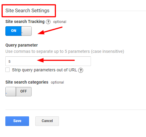 site search settings